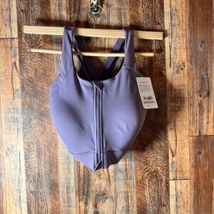 Syrokan Women's Front Zip‎ Medium Support Workout Sports Bra Criss Cross Back